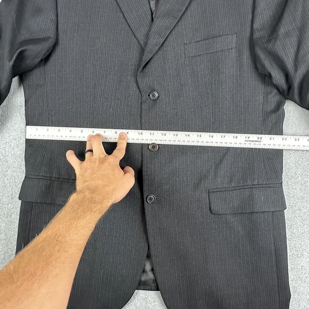 Principe Suit Jacket Mens 44L Gray Pinstripe Wool 3 Button Italy Reda Super 120s